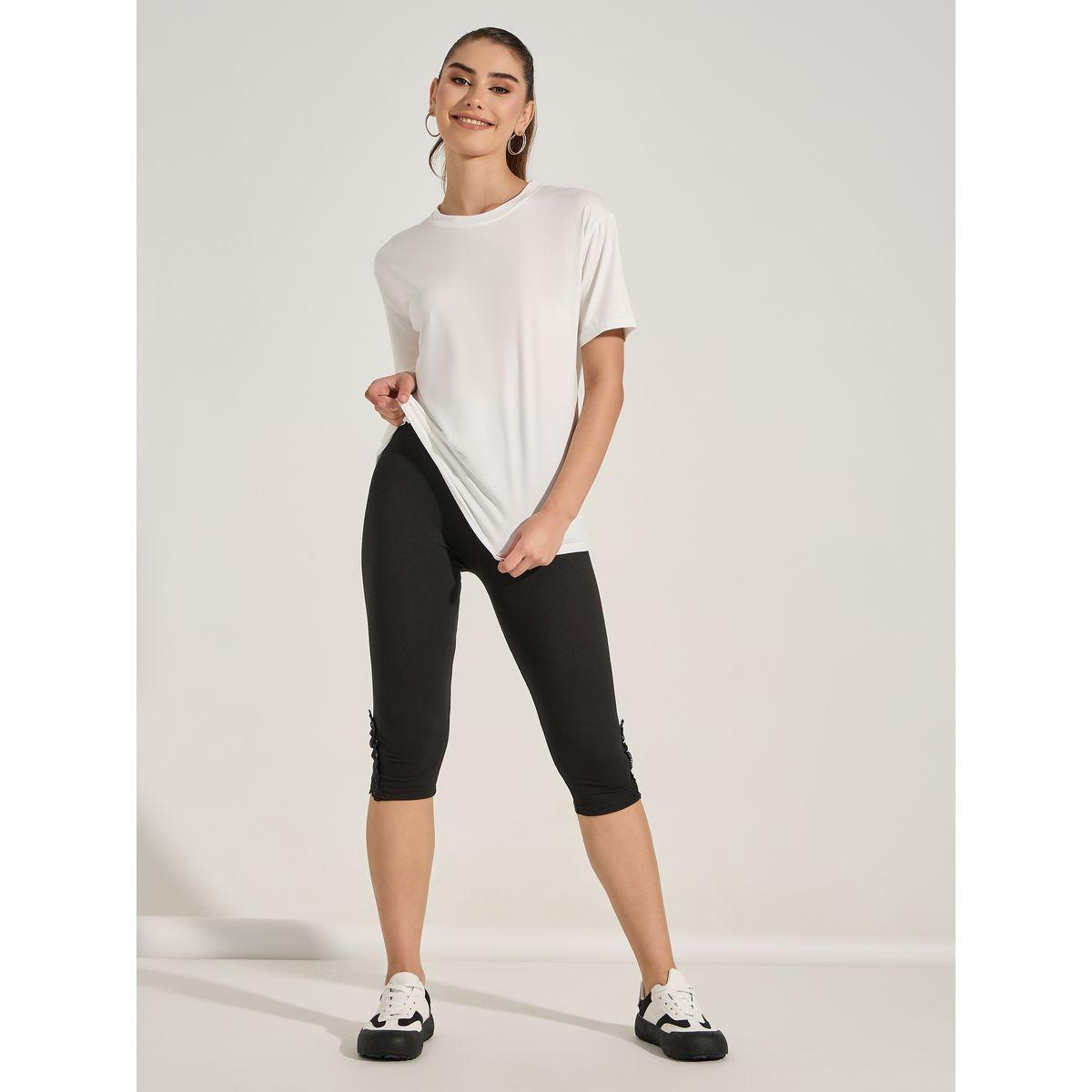 Styli Side Lace Insert Elastic Waistband Leggings-women-clothing-bottoms-leggings-image-2