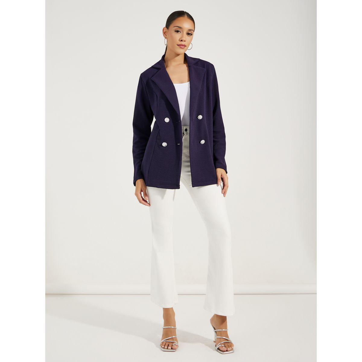 بليزر محبوك بصدر مزدوج وقصة عادية-women-clothing-coatsandjackets-blazers-image-3