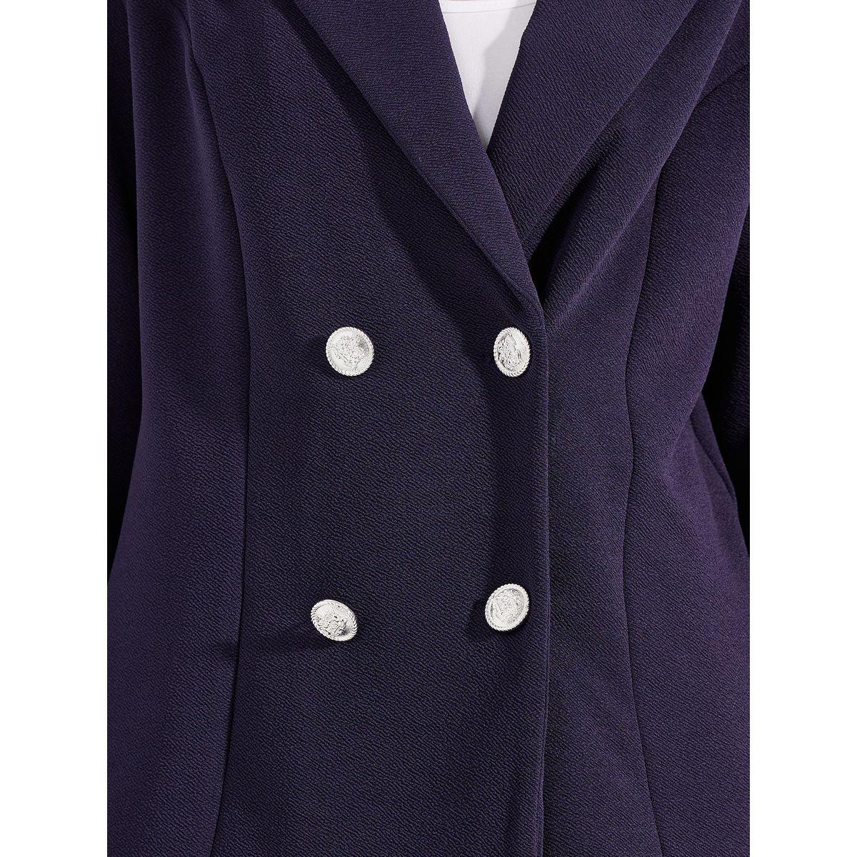 بليزر محبوك بصدر مزدوج وقصة عادية-women-clothing-coatsandjackets-blazers-image-4