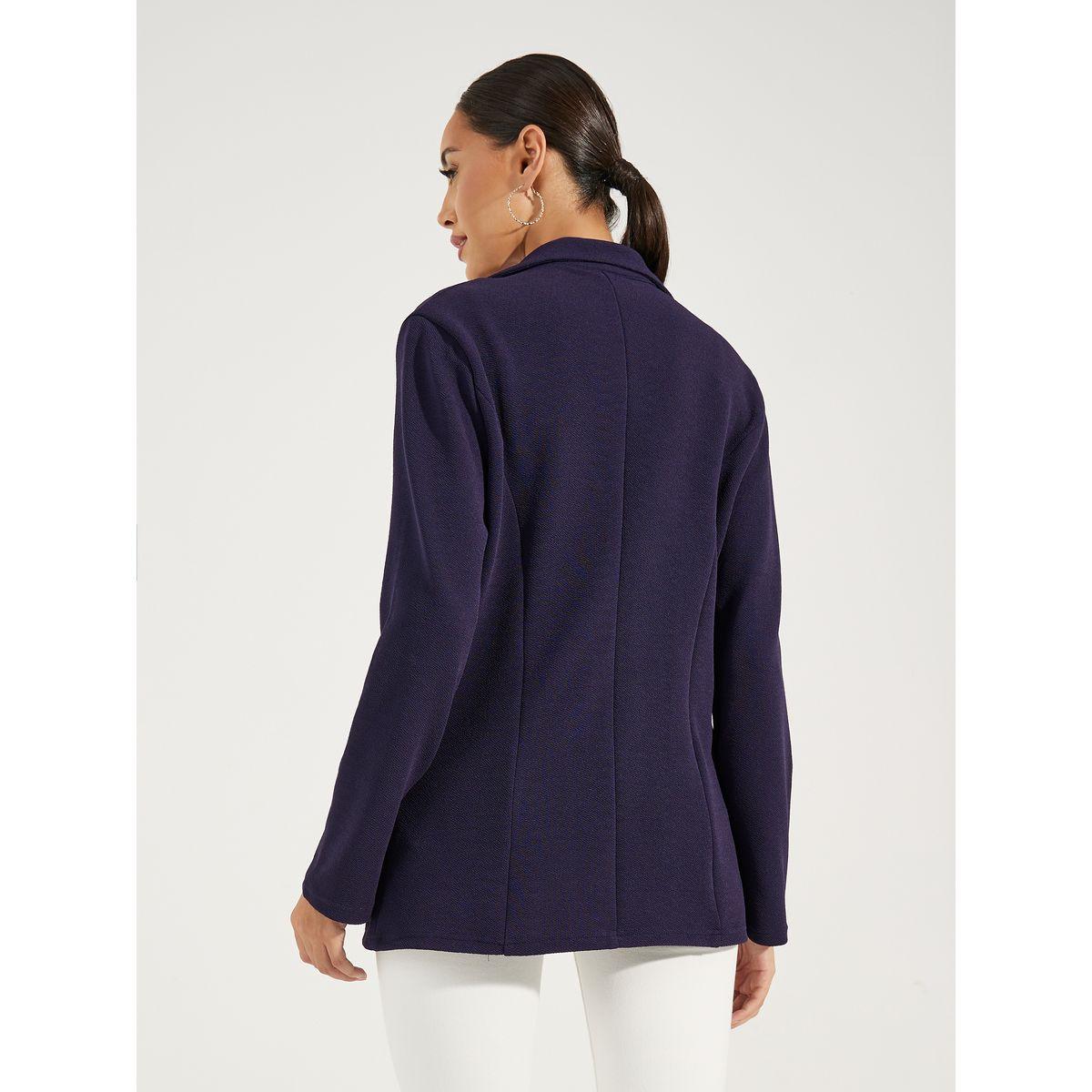 بليزر محبوك بصدر مزدوج وقصة عادية-women-clothing-coatsandjackets-blazers-image-5