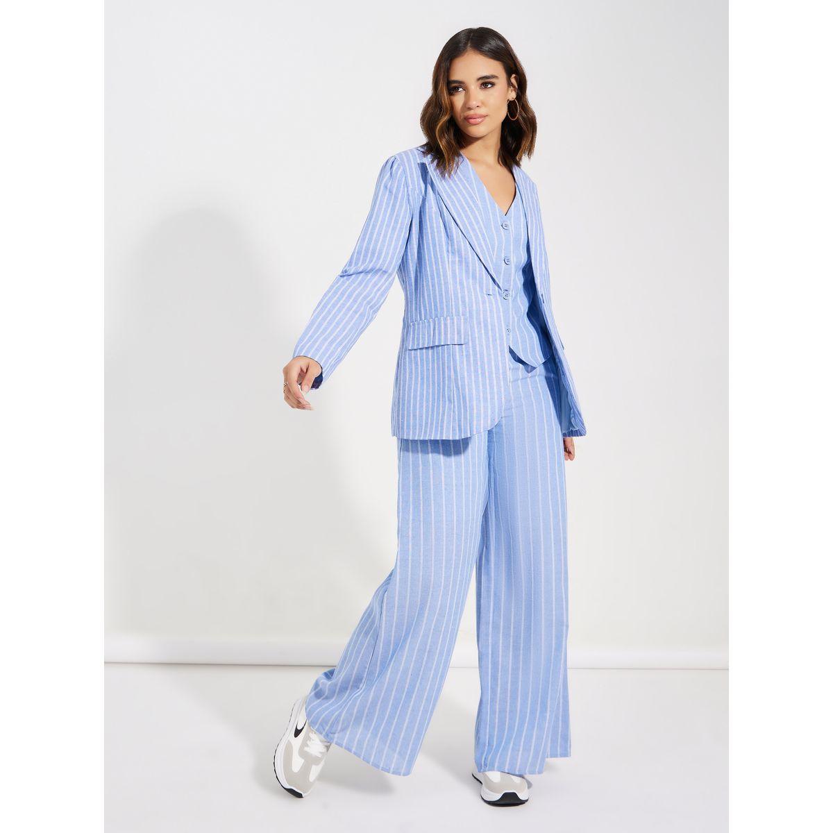 Styli Regular Fit Striped Blazer with Flap Detail-women-clothing-coatsandjackets-blazers-image-2