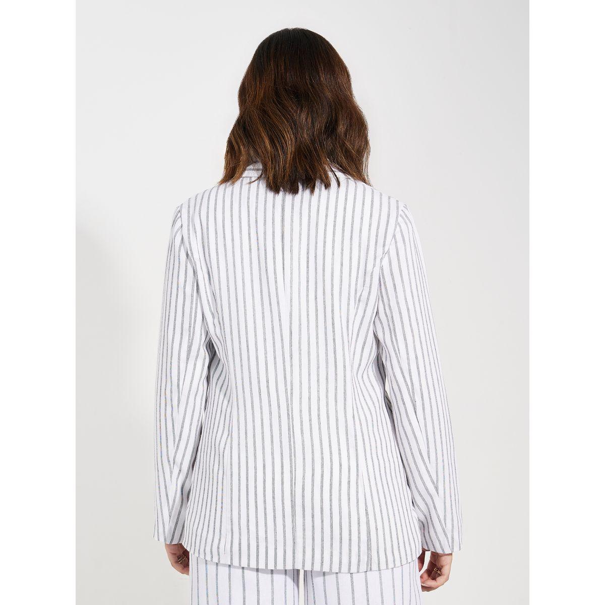 Styli Regular Fit Striped Blazer with Flap Detail-women-clothing-coatsandjackets-blazers-image-5
