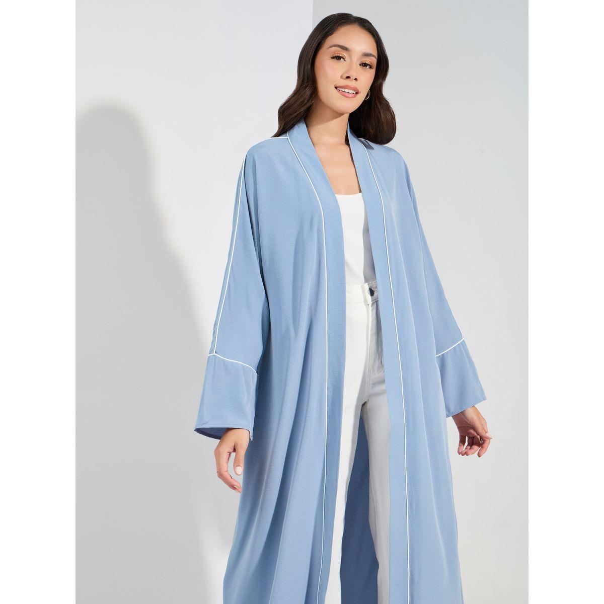 Styli Regular Fit Maxi Kimono with Contrast Piping-women-clothing-shirtsandblouses-shirts-image-2