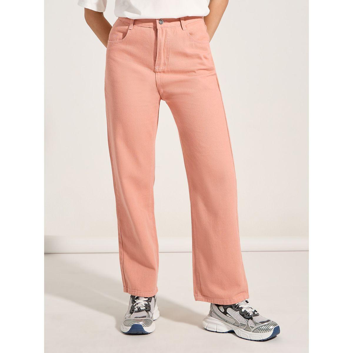 Styli Solid Straight Leg Cotton Jeans-women-clothing-bottoms-jeans-image-1