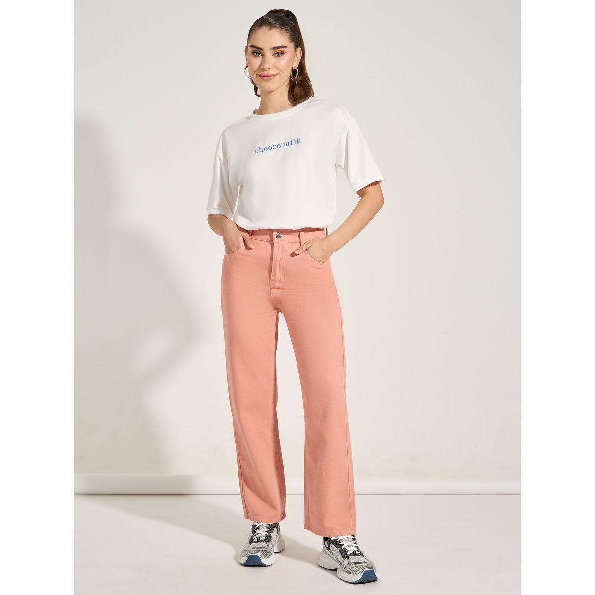 Styli Solid Straight Leg Cotton Jeans-women-clothing-bottoms-jeans-image-2