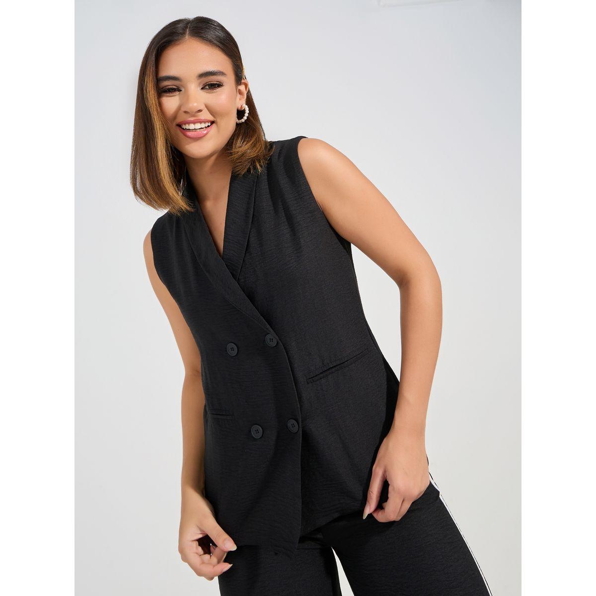 Styli Double Breasted Longline Waistcoat & Trousers Co-Ords-women-clothing-coordsets-image-3