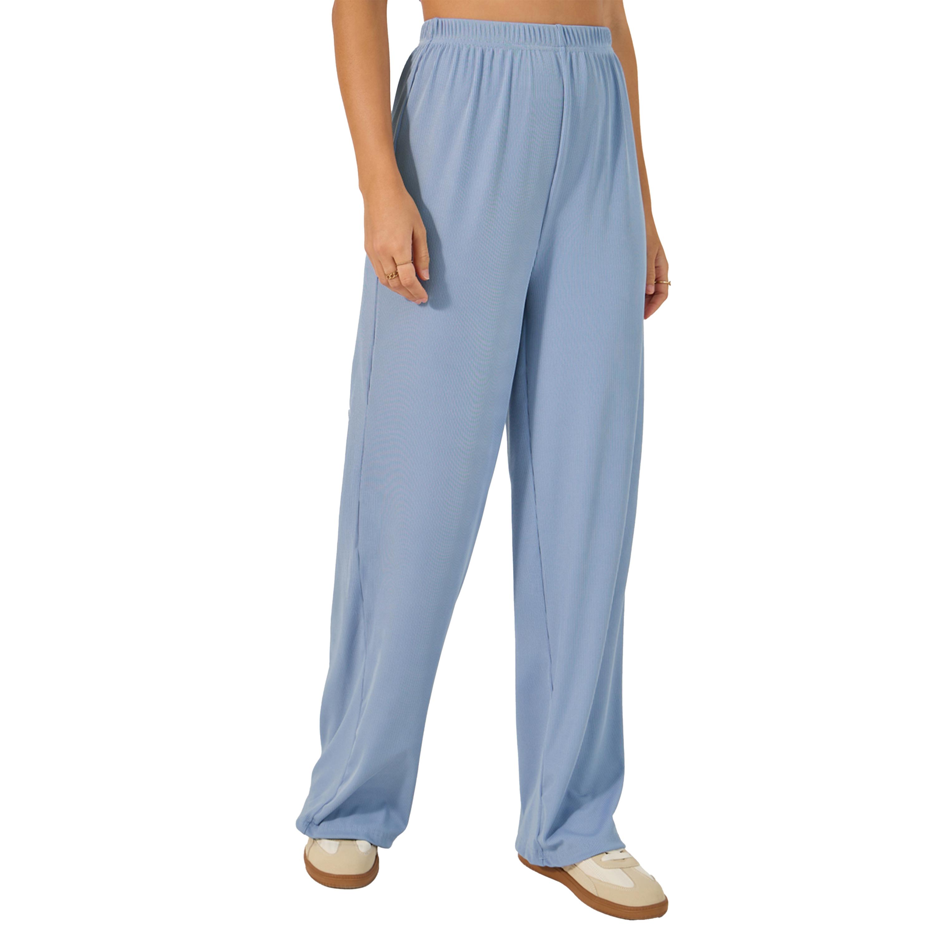ستايلي -  طقم من بلوزة محبوكة بدون أكمام مع بنطال رياضي واسع الساق-women-clothing-coordsets-image-6
