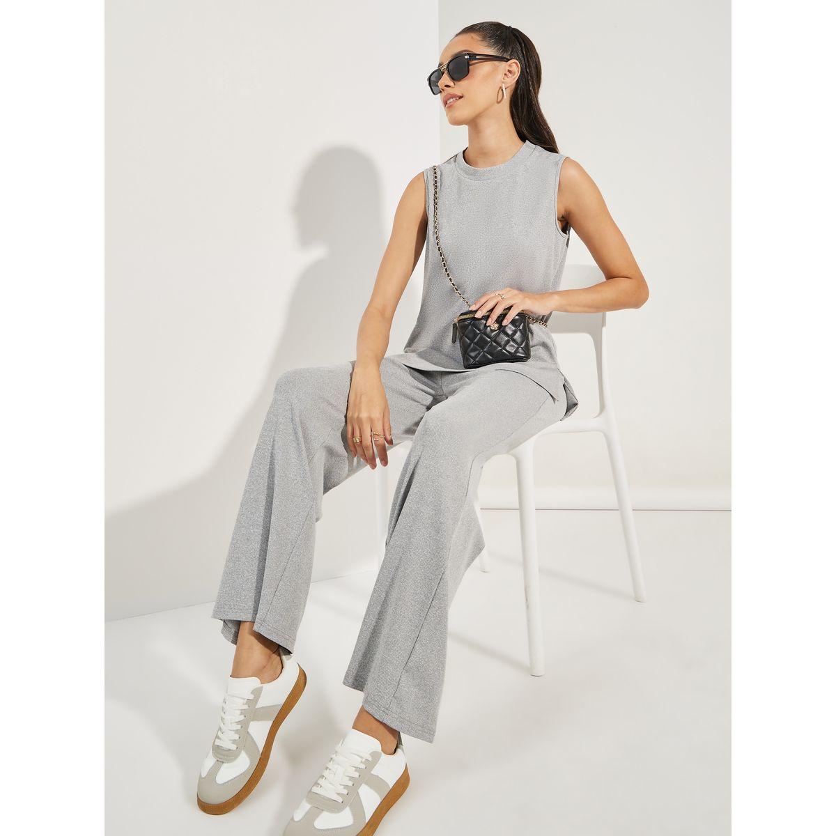 Styli Sleeveless Rib Knit Top & Wide Leg Joggers Co-Ords-women-clothing-coordsets-image-1