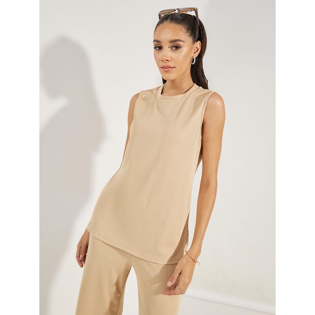 طقم منسق من جوغر بارجل واسعة مع بلوزة بلا اكمام-women-clothing-coordsets-image-2