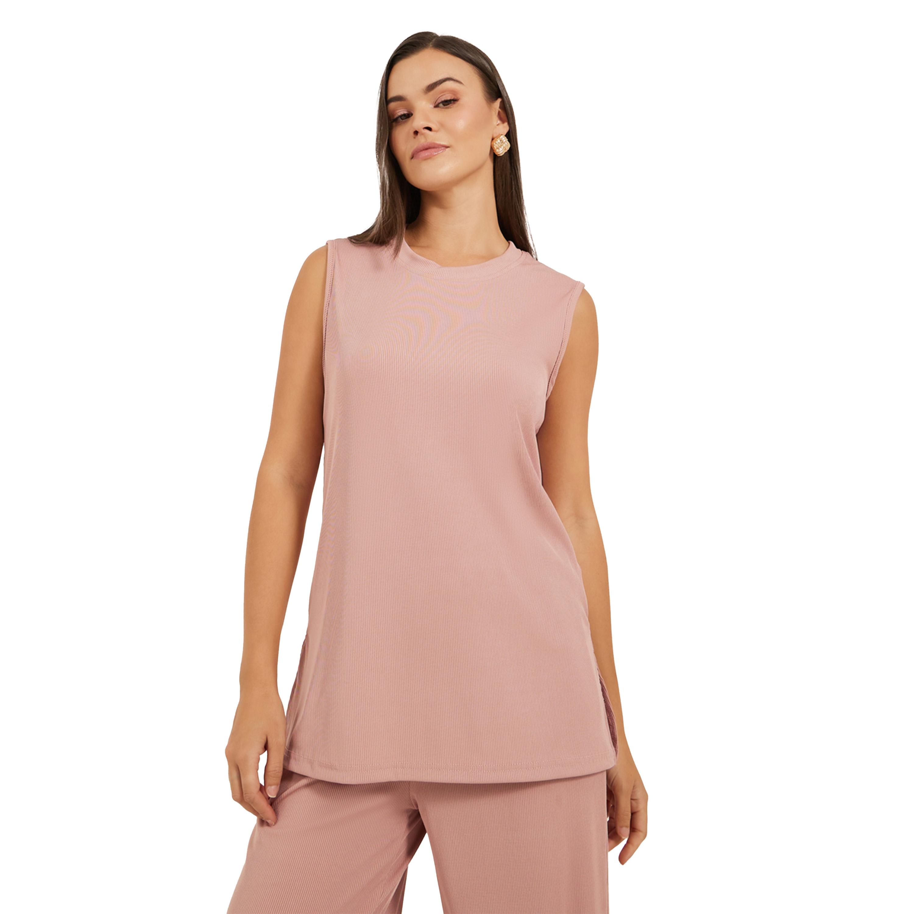 Styli Sleeveless Rib Knit Top and Wide Leg Joggers Co-Ords-women-clothing-coordsets-image-3