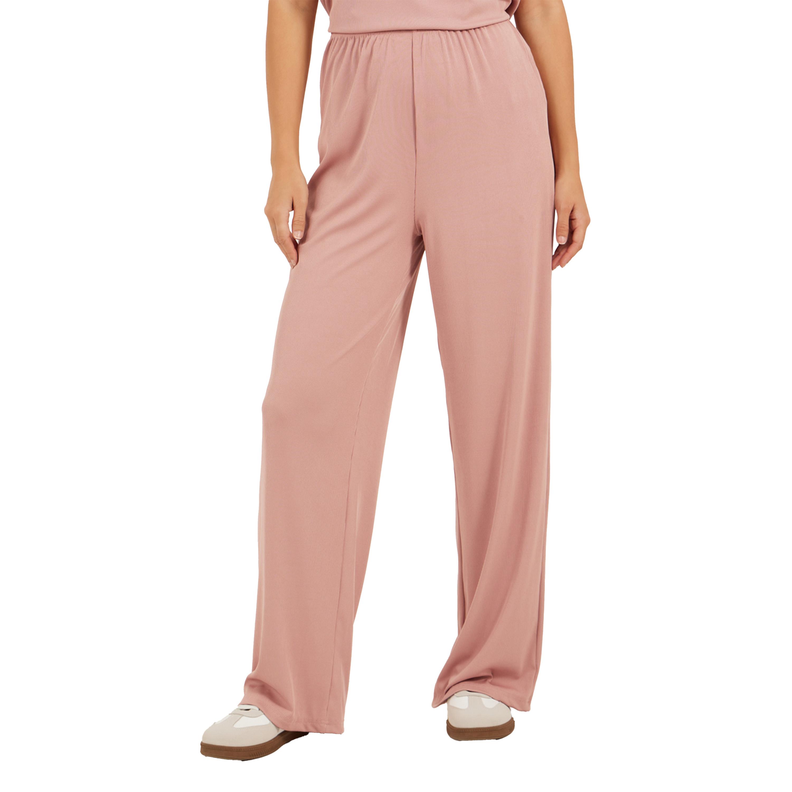 ستايلي -  بلوزة بدون أكمام محبوكة مع بنطال رياضي واسع الساق-women-clothing-coordsets-image-5