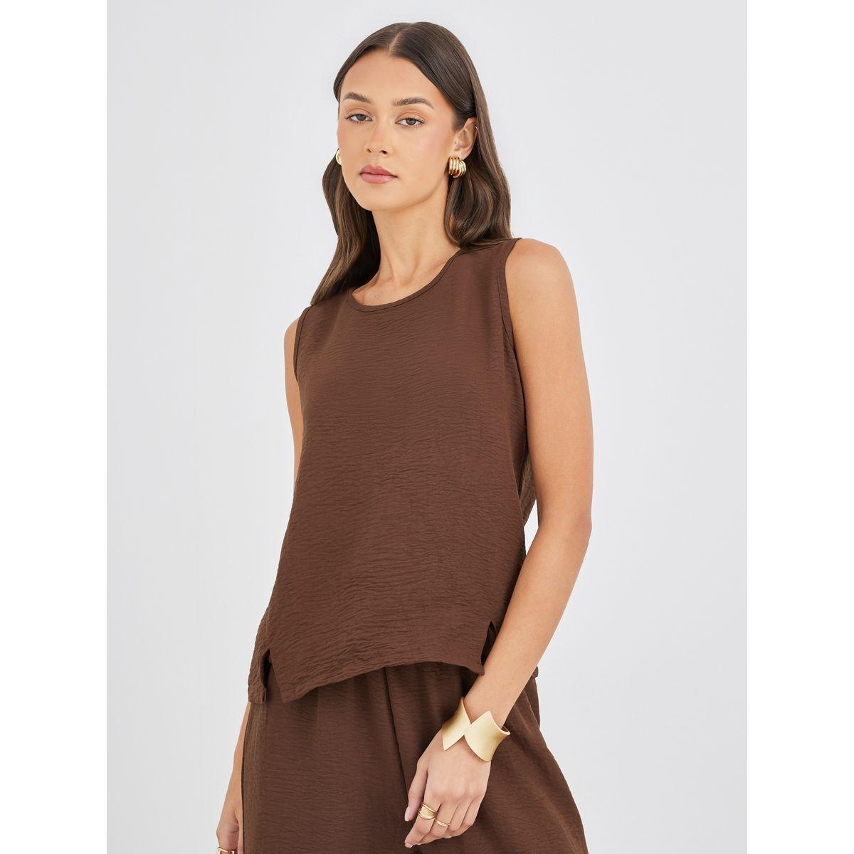 Styli Solid Sleeveless Top and Wide Leg Pants Co-Ords-women-clothing-coordsets-image-3