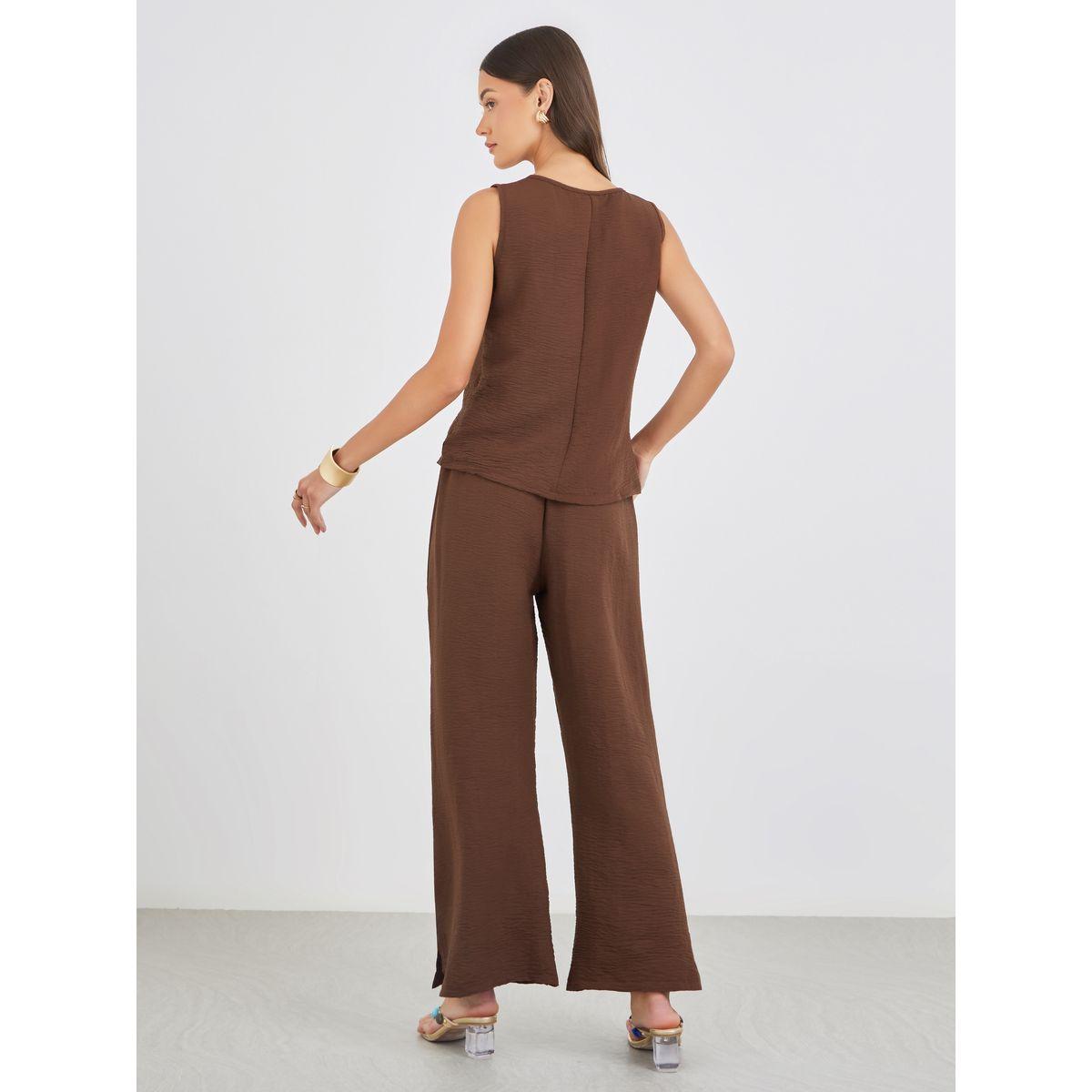 Styli Solid Sleeveless Top and Wide Leg Pants Co-Ords-women-clothing-coordsets-image-6