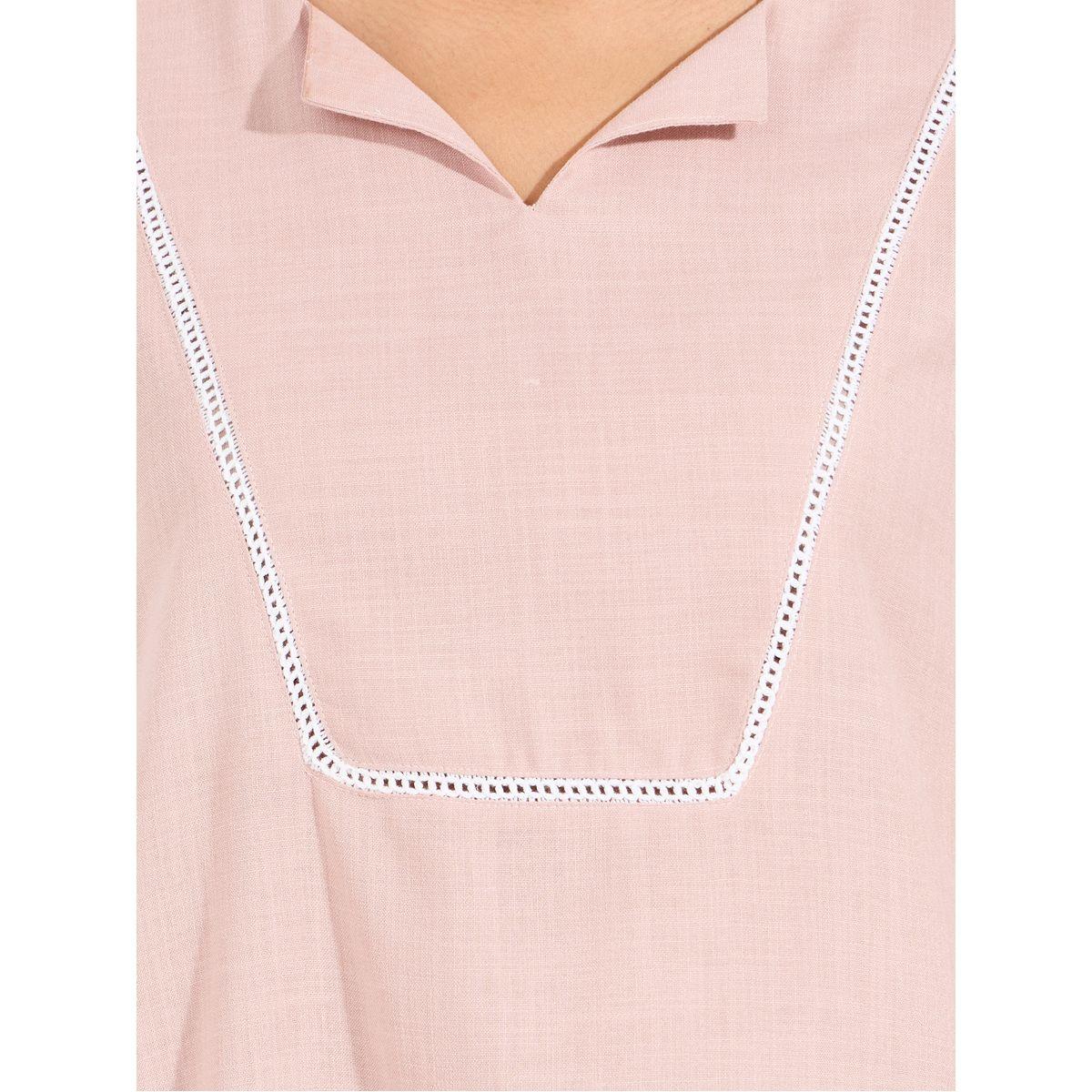 Styli Linen Look Jalabiya with Roll-Up Sleeves-women-arabicclothing-jalabiyas-image-4