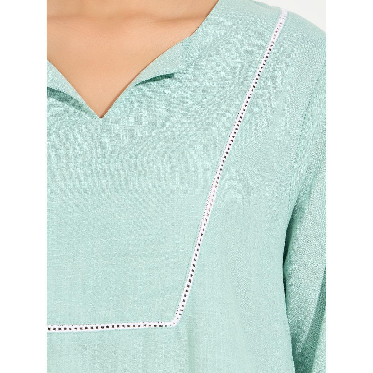 Styli Linen Look Jalabiya with Roll-Up Sleeves-women-arabicclothing-jalabiyas-image-4