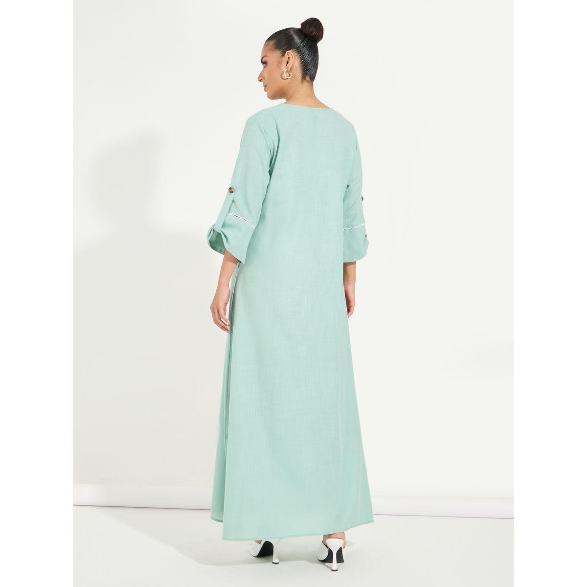 Styli Linen Look Jalabiya with Roll-Up Sleeves-women-arabicclothing-jalabiyas-image-7