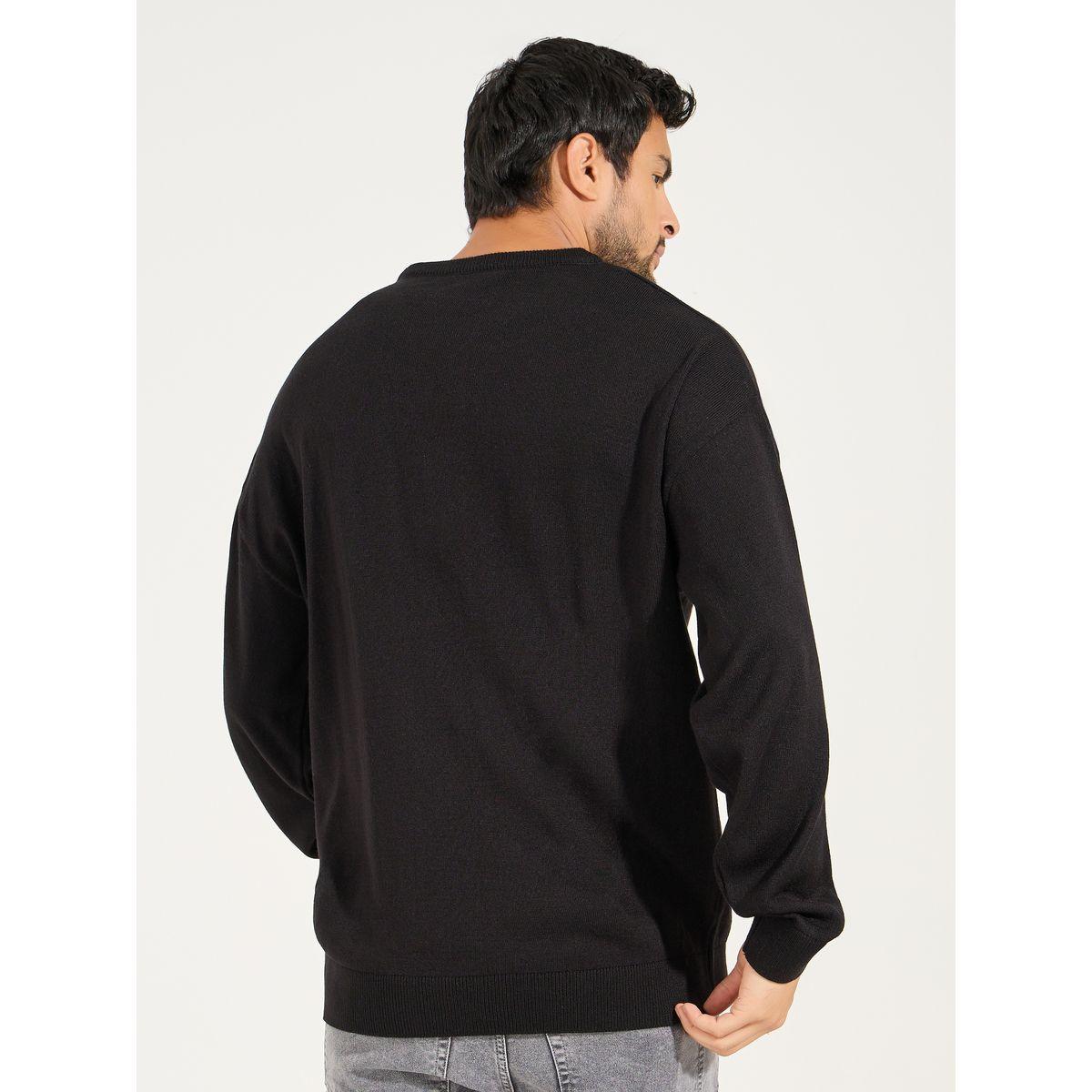 Styli Relaxed Fit Crew Neck Sweater with Dropped Shoulder-men-clothing-sweatersandpullovers-image-4