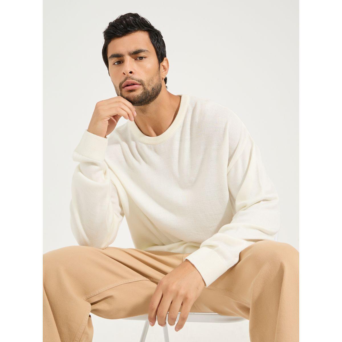 Styli Relaxed Fit Crew Neck Sweater with Dropped Shoulder-men-clothing-sweatersandpullovers-image-1