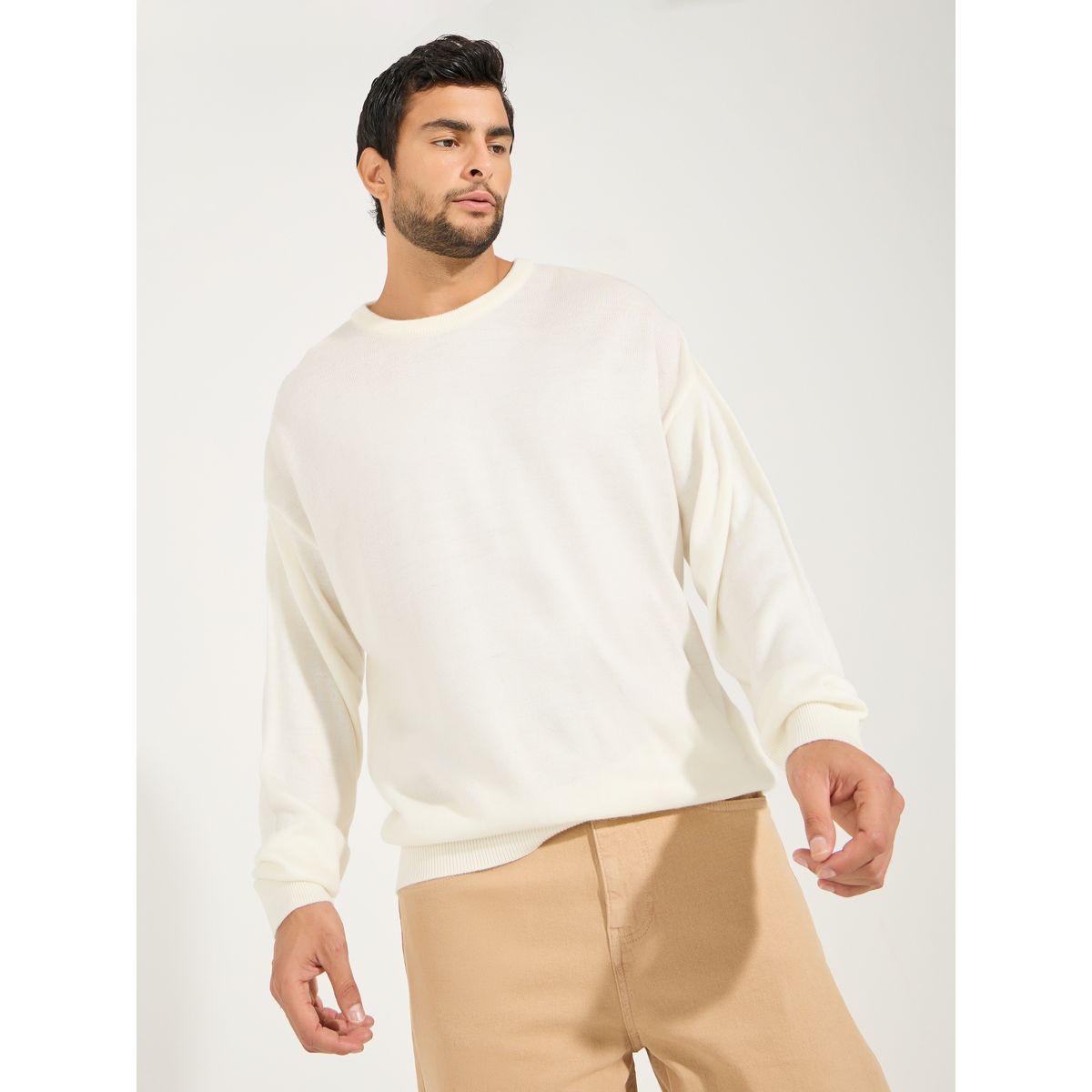 Styli Relaxed Fit Crew Neck Sweater with Dropped Shoulder-men-clothing-sweatersandpullovers-image-4