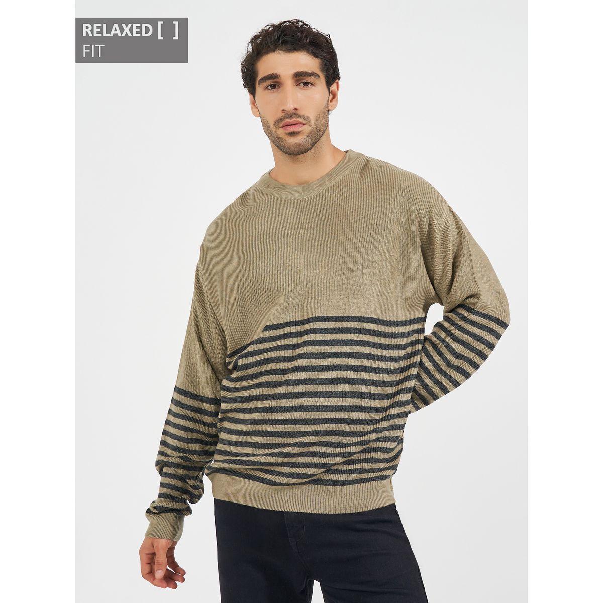 Styli Horizontal Tuck Stripe Relaxed Fit Lightweight Sweater-men-clothing-sweatersandpullovers-image-1