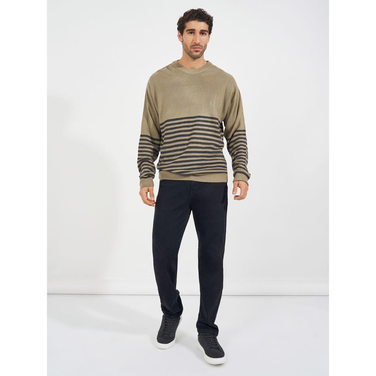 Styli Horizontal Tuck Stripe Relaxed Fit Lightweight Sweater-men-clothing-sweatersandpullovers-image-2