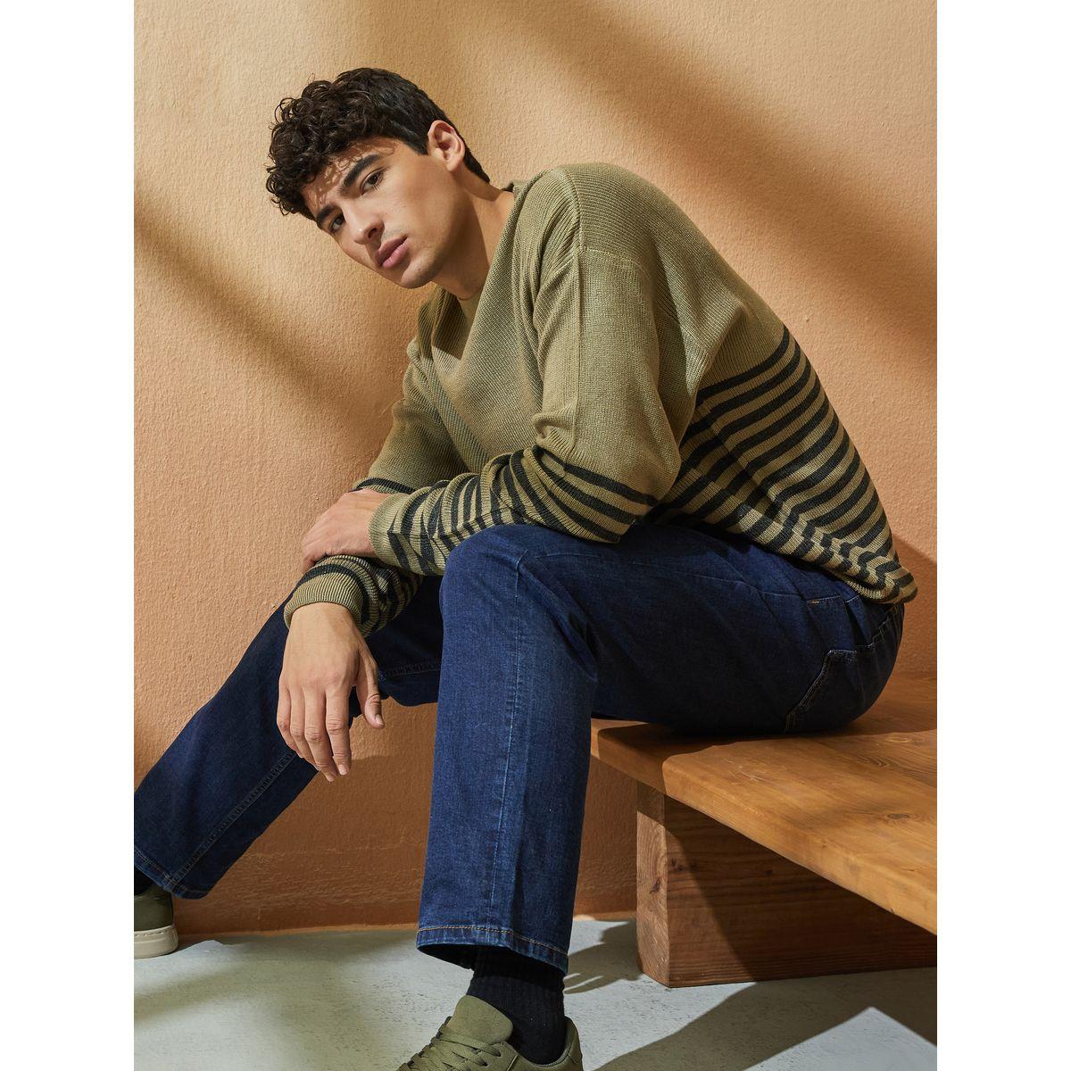Styli Horizontal Tuck Stripe Relaxed Fit Lightweight Sweater-men-clothing-sweatersandpullovers-image-5