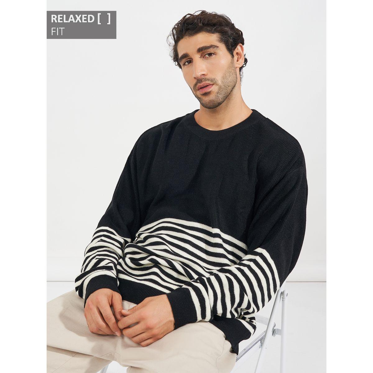 Styli Horizontal Tuck Stripe Relaxed Fit Lightweight Sweater-men-clothing-sweatersandpullovers-image-3