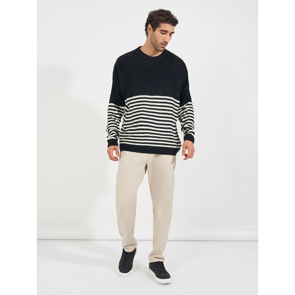 Styli Horizontal Tuck Stripe Relaxed Fit Lightweight Sweater-men-clothing-sweatersandpullovers-image-4