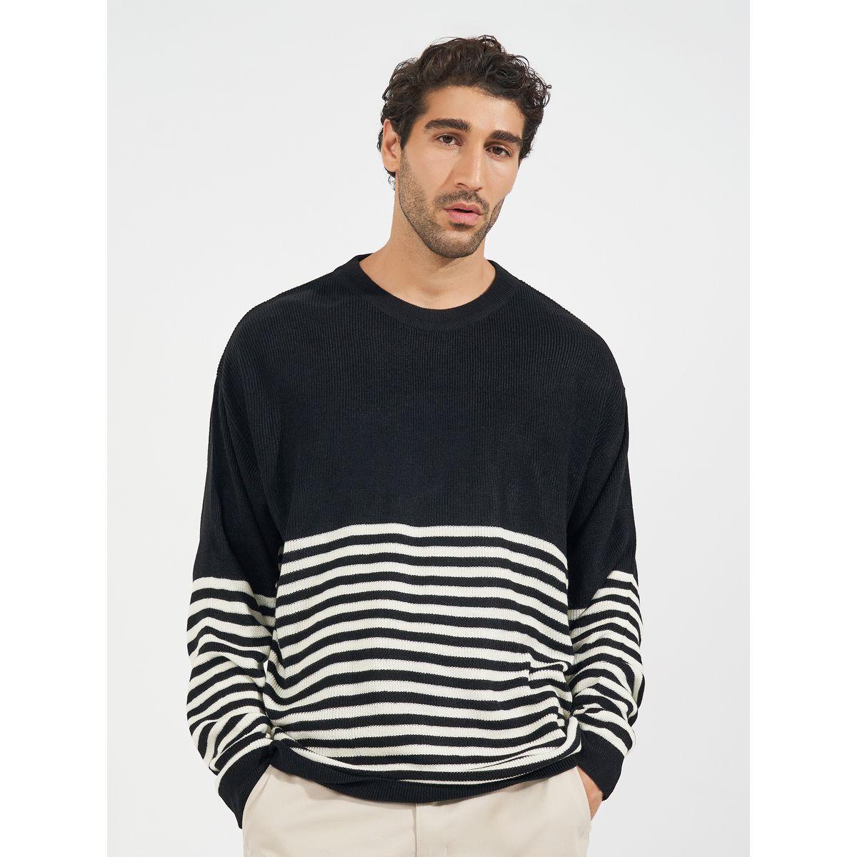 Styli Horizontal Tuck Stripe Relaxed Fit Lightweight Sweater-men-clothing-sweatersandpullovers-image-5