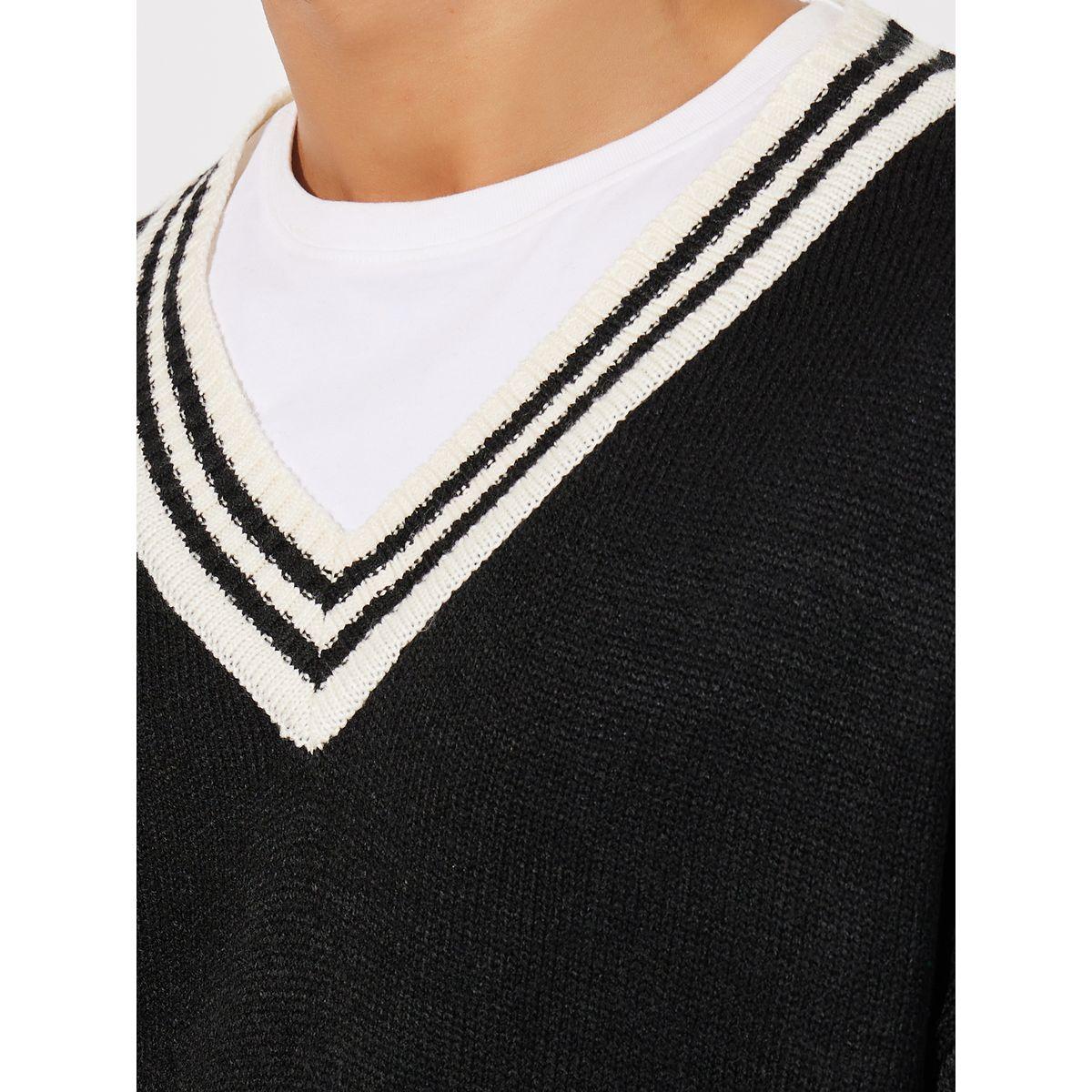 Styli V Neck Varsity Relaxed Lightweight Sweater-men-clothing-sweatersandpullovers-image-3