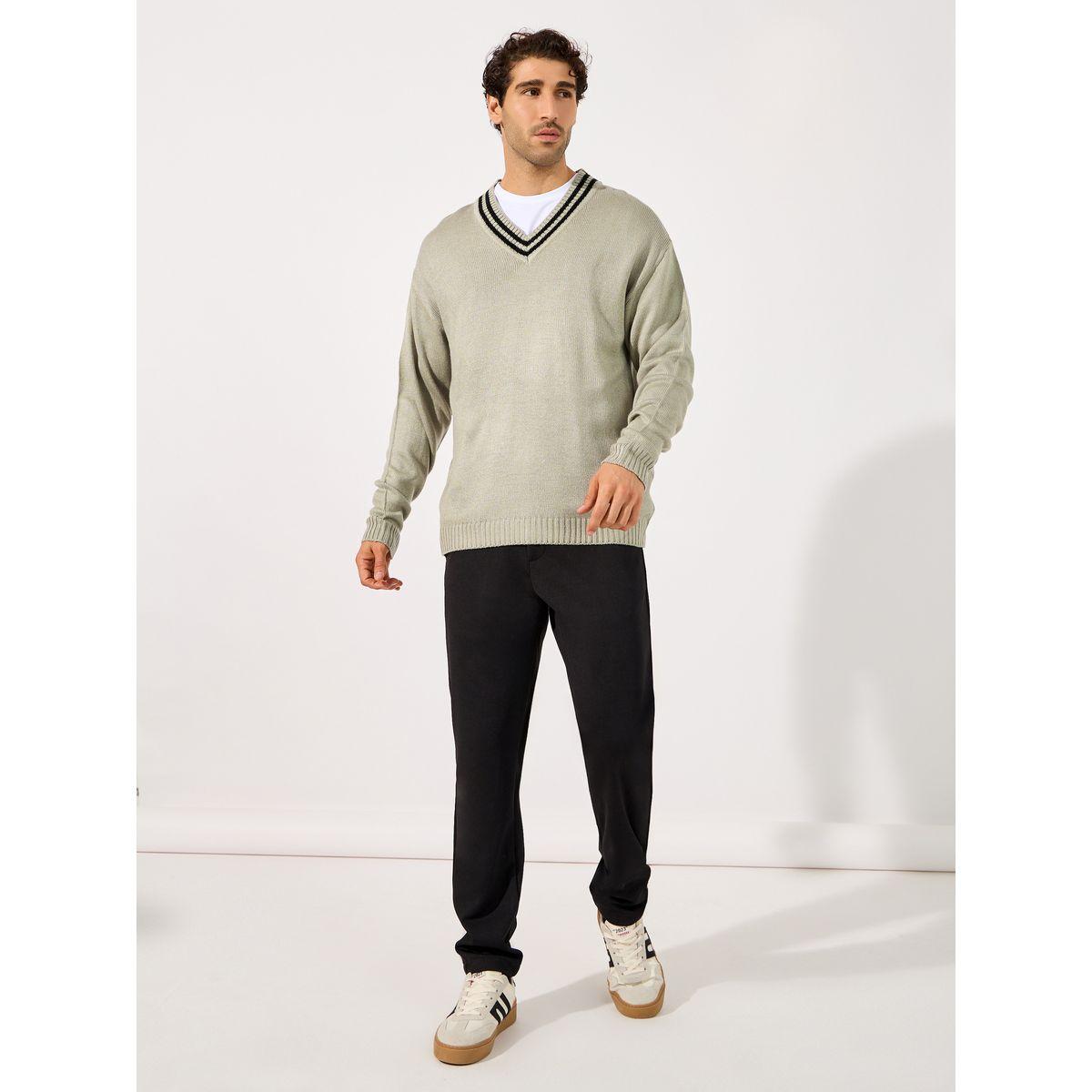 Styli V Neck Varsity Relaxed Lightweight Sweater-men-clothing-sweatersandpullovers-image-3