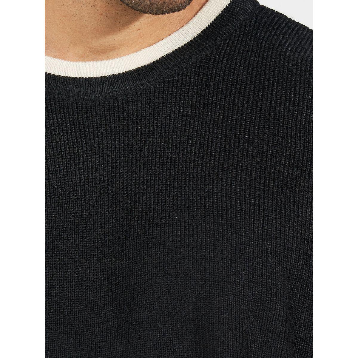 Styli Relaxed Tuck Knit Lightweight Sweater with Contrast Detail-men-clothing-sweatersandpullovers-image-3