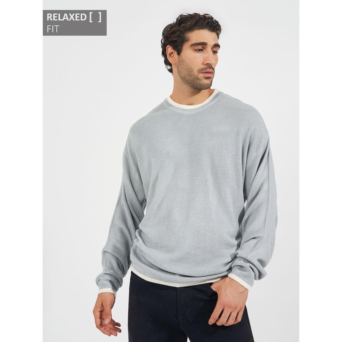 سويتر محبوك بقصة مريحة وتفاصيل مُتباينة-men-clothing-sweatersandpullovers-image-1