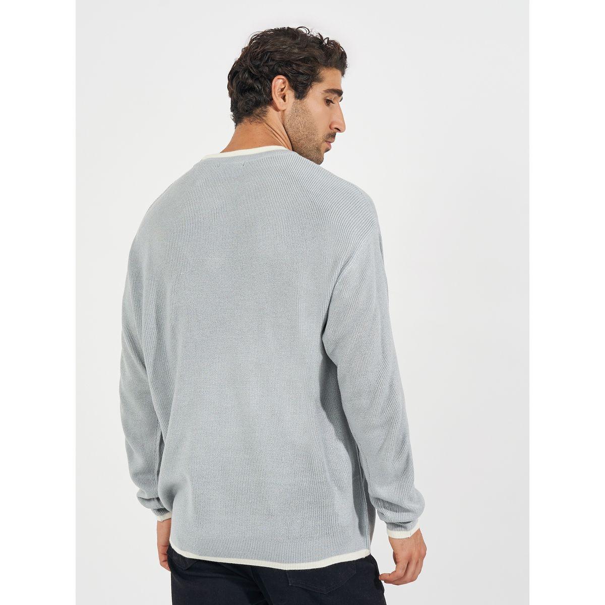 Styli Relaxed Tuck Knit Lightweight Sweater with Contrast Detail-men-clothing-sweatersandpullovers-image-4