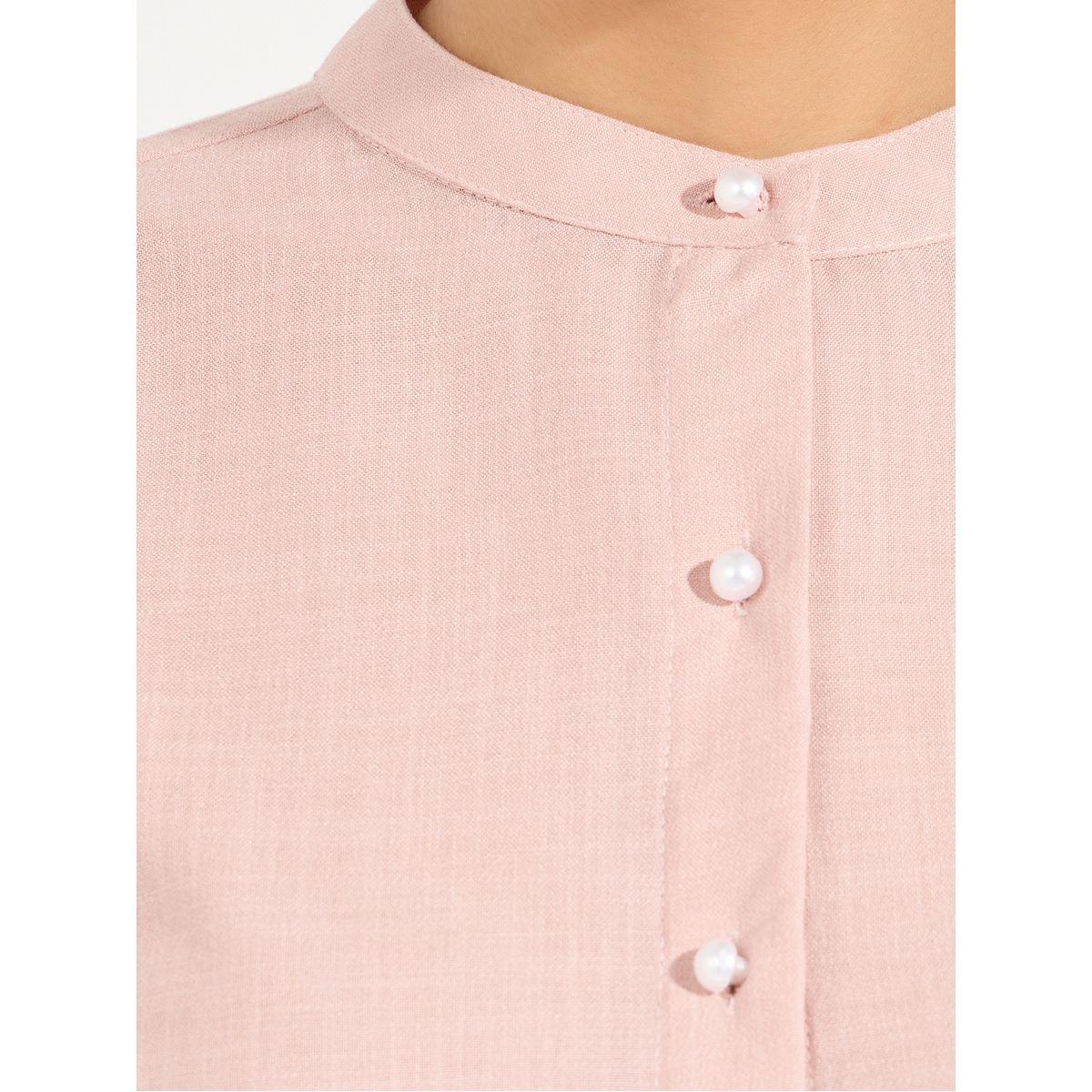 Styli Mandarin Collar Shirt & Straight Pants Modest Set-women-arabicclothing-sets-image-4
