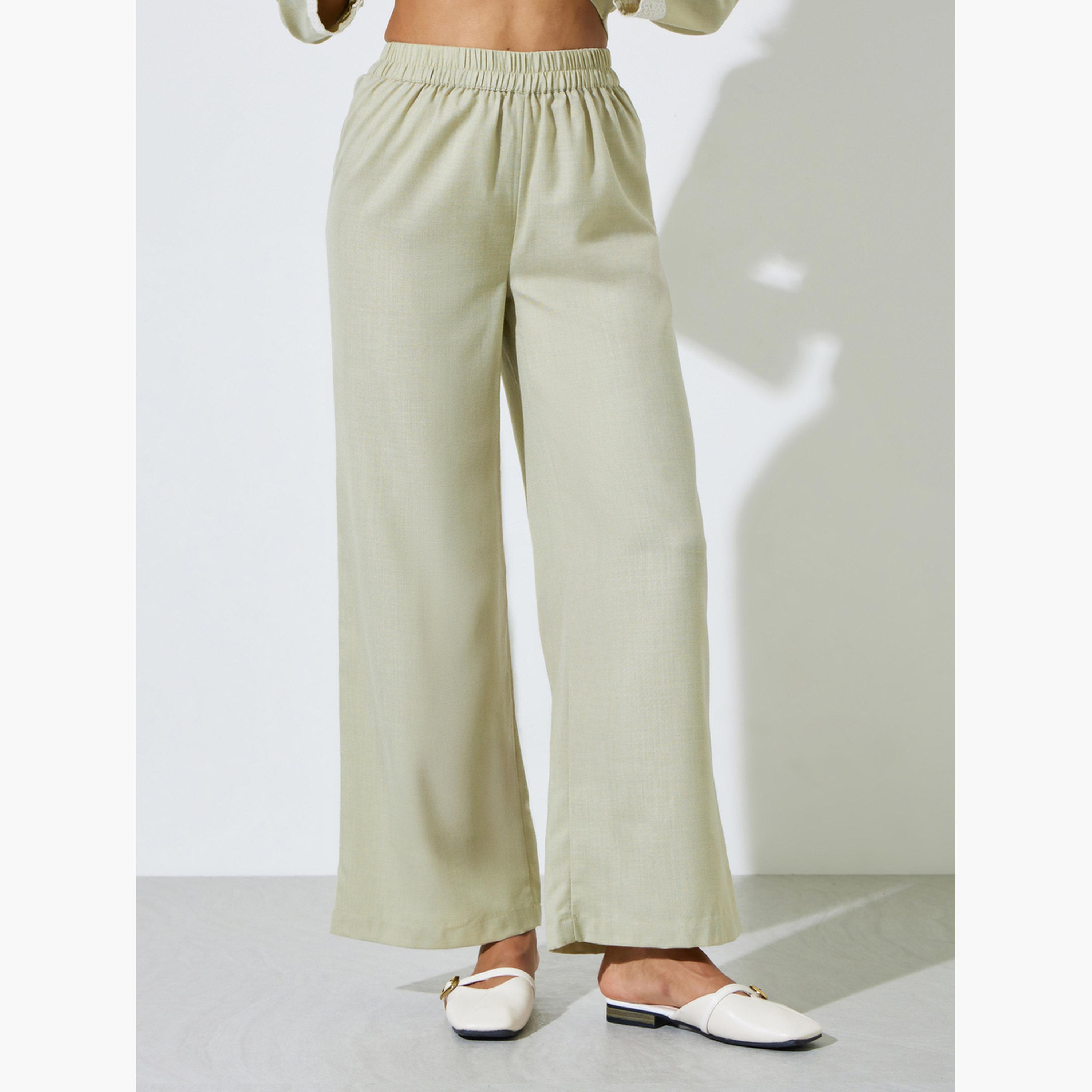 Amirah X Styli Green Mandarin Collar Shirt and Straight Pants Modest Set-women-arabicclothing-sets-image-4