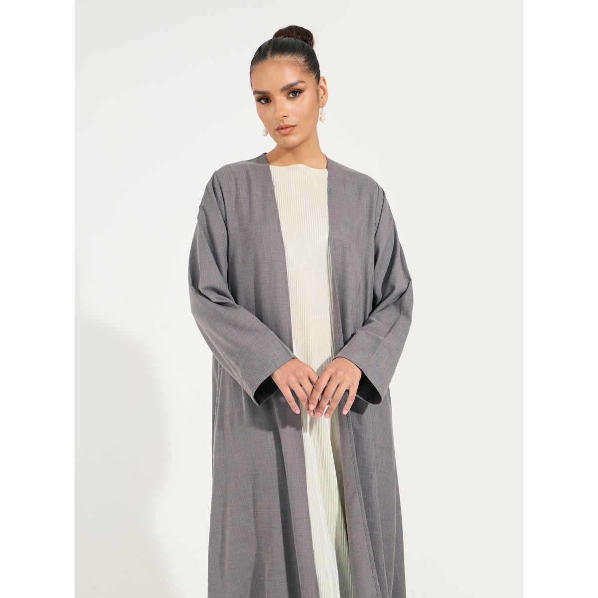Styli Linen Look Abaya with Wide Sleeves-women-arabicclothing-abayas-image-2