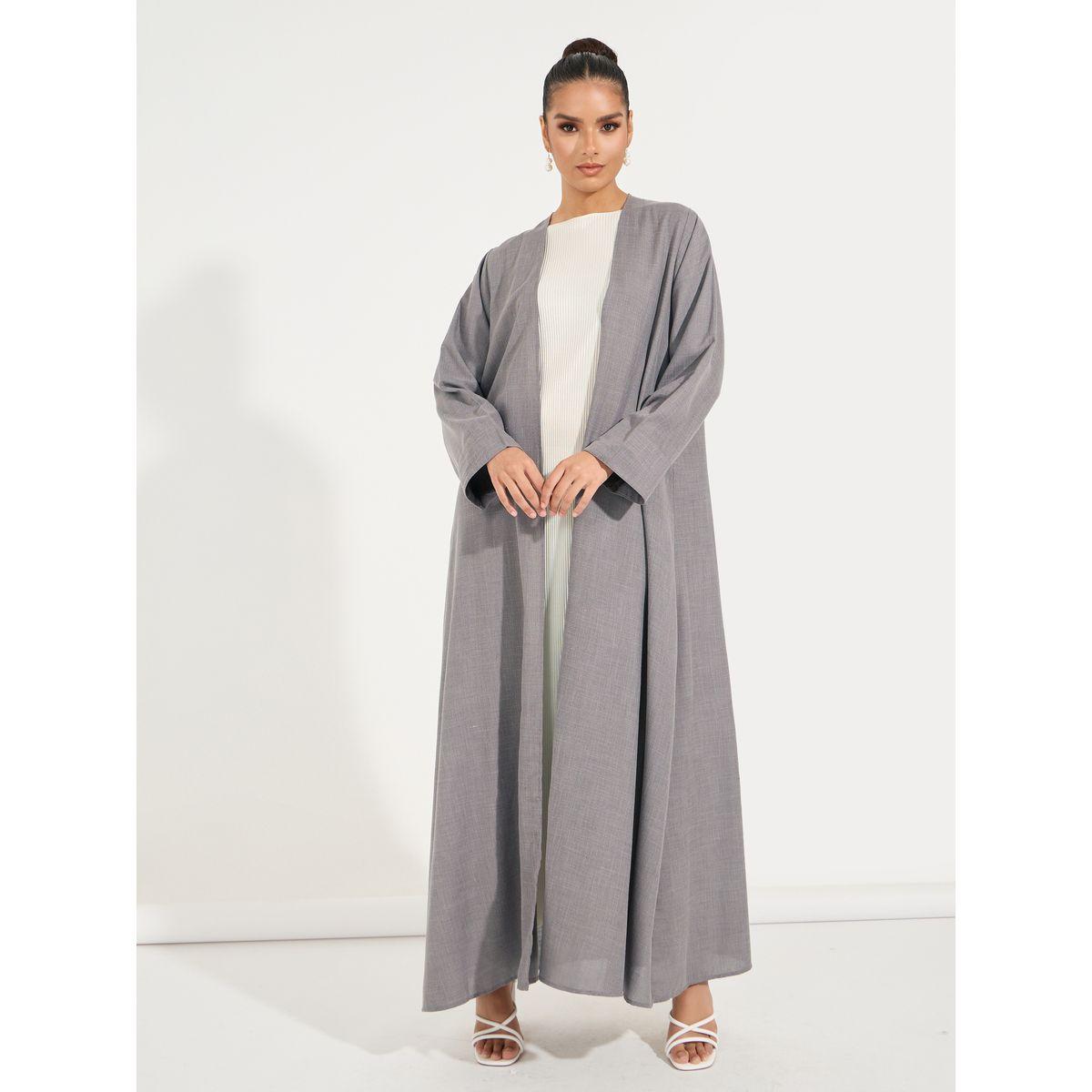 Styli Linen Look Abaya with Wide Sleeves-women-arabicclothing-abayas-image-4