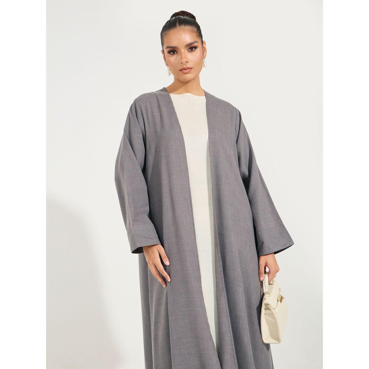 Styli Linen Look Abaya with Wide Sleeves-women-arabicclothing-abayas-image-5