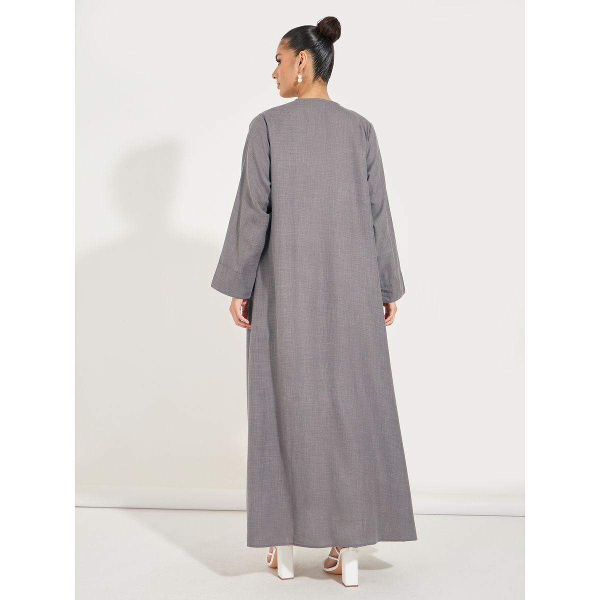 Styli Linen Look Abaya with Wide Sleeves-women-arabicclothing-abayas-image-6