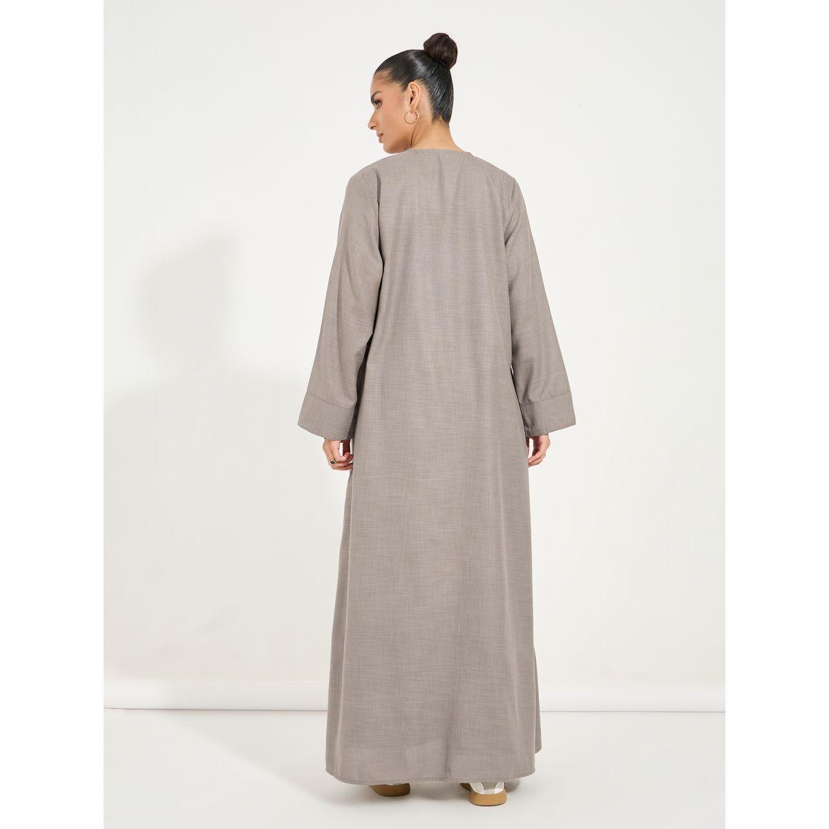 Styli Linen Look Abaya with Wide Sleeves-women-arabicclothing-abayas-image-6