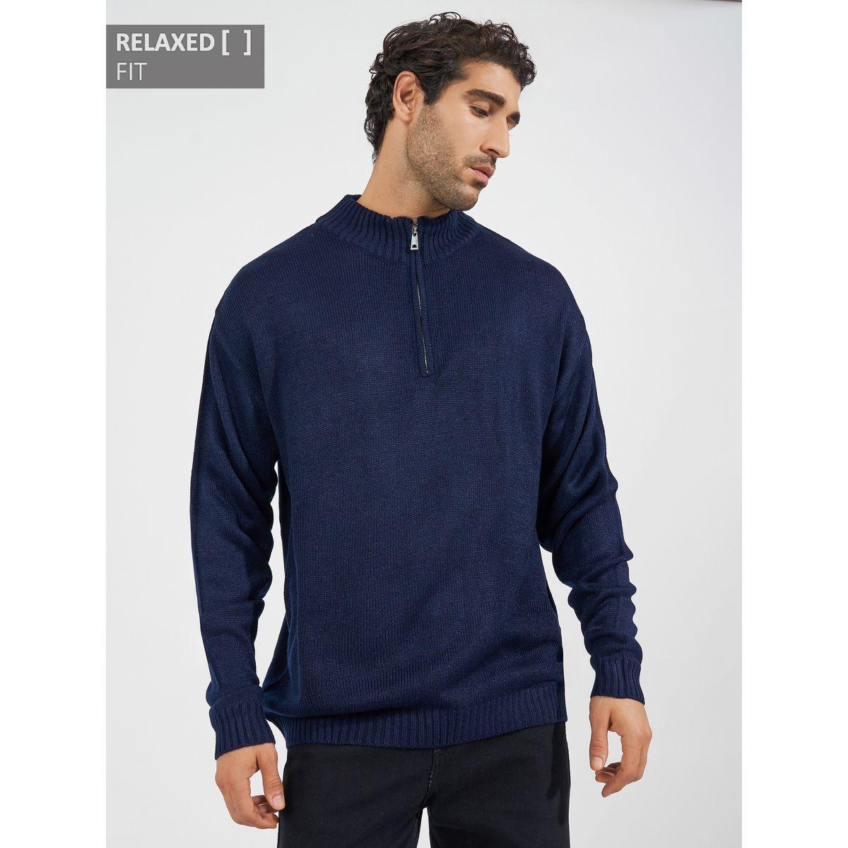 Styli Relaxed Fit Quarter Zip Up Lightweight Sweater-men-clothing-sweatersandpullovers-image-1