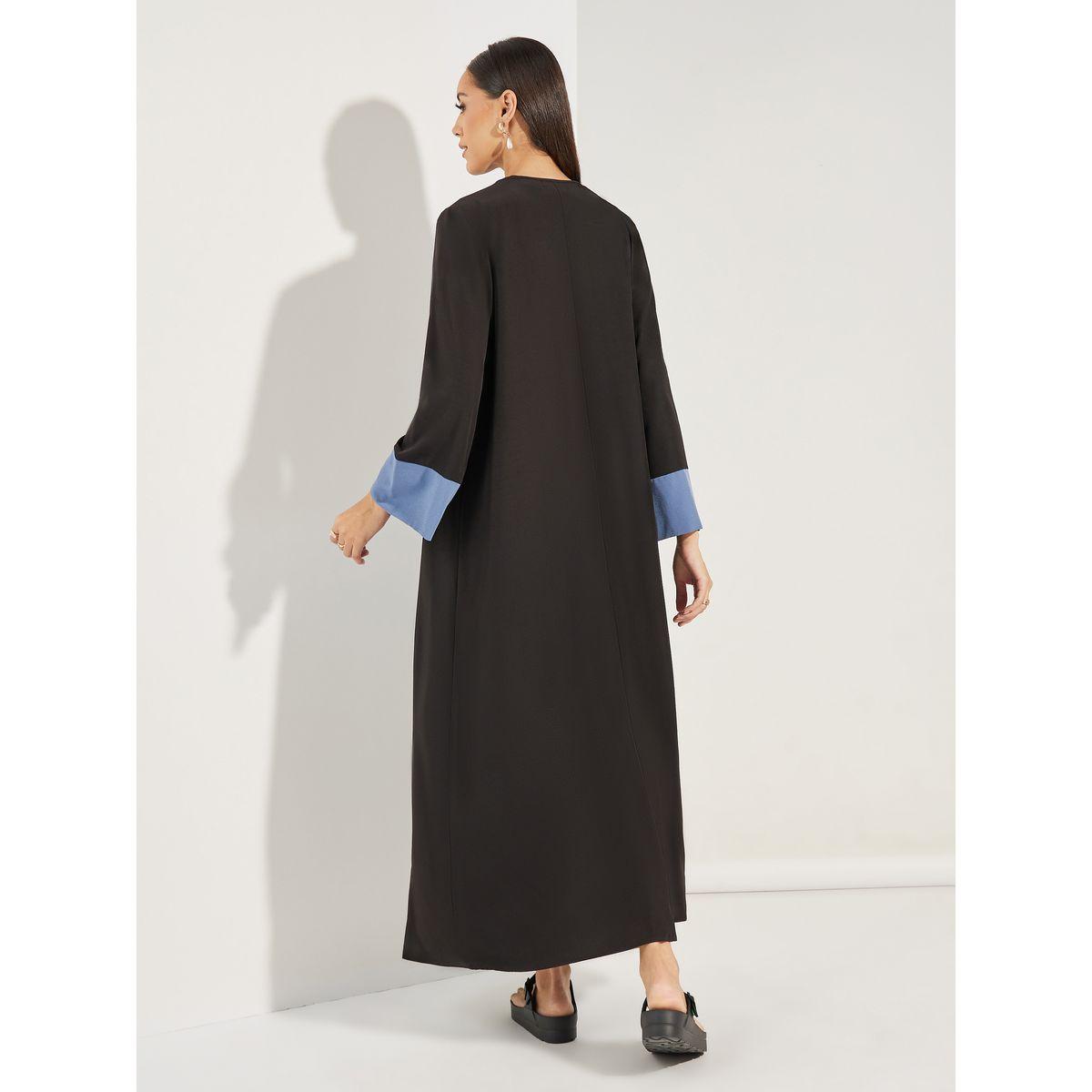عباية مفتوحة مع اساور اكمام بتفاصيل مُتباينة-women-arabicclothing-abayas-image-4