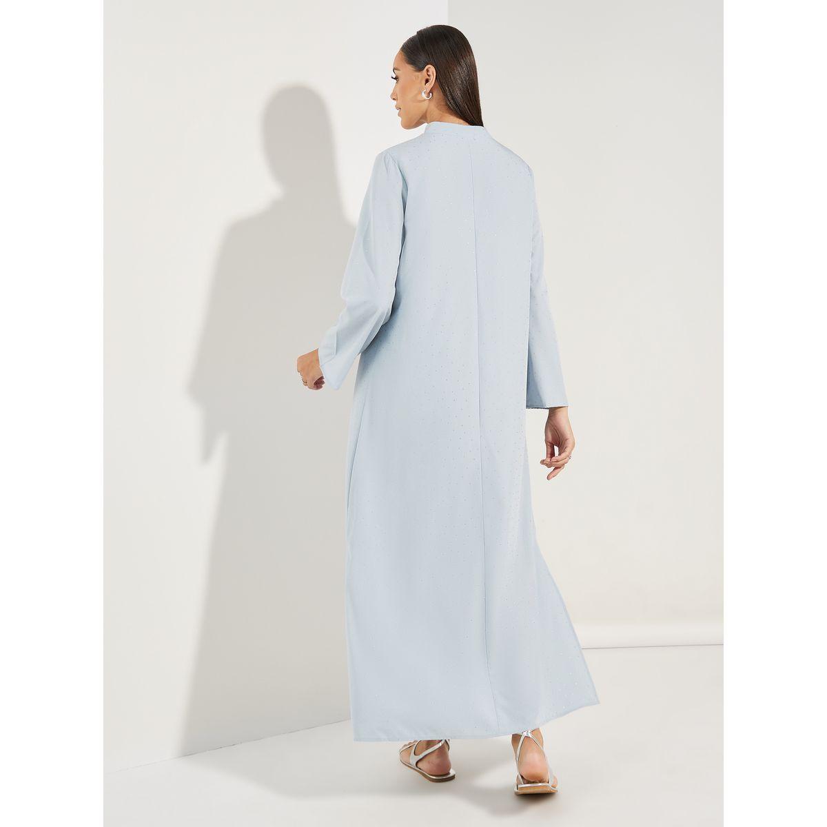 Styli Spot Textured Collared Jalabiya-women-arabicclothing-jalabiyas-image-4