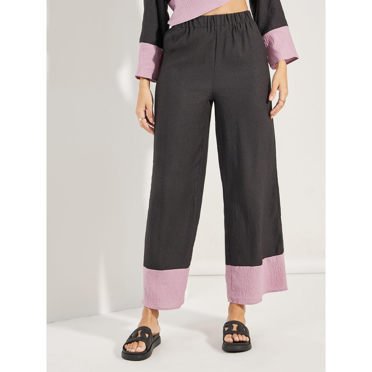 Styli Contrast Border Long Top & Wide Leg Pants Modest Set-women-arabicclothing-sets-image-5