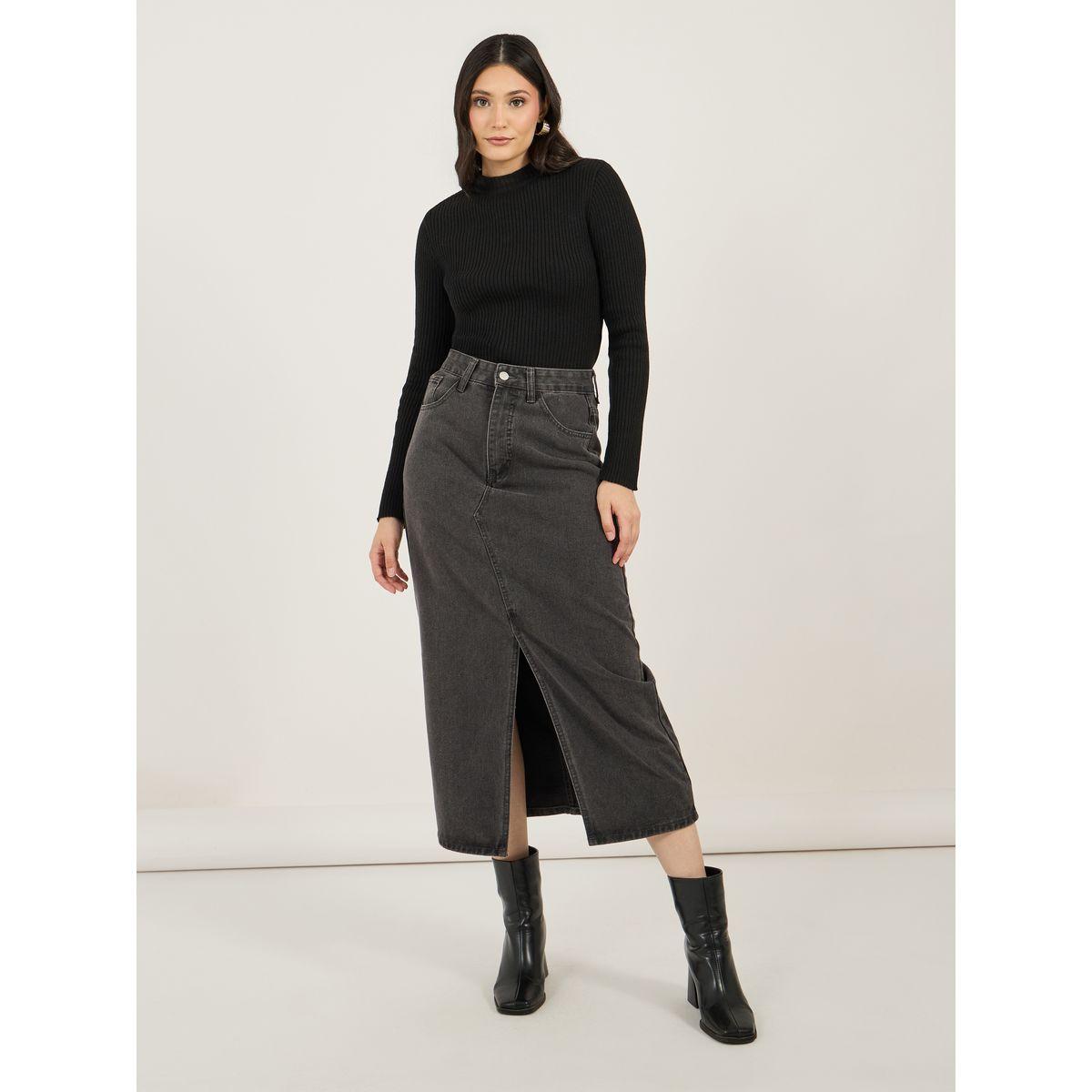Styli Ribbed Fitted Regular Length High Neck Sweater-women-winterwear-cardigansandjumpers-jumpers-image-2
