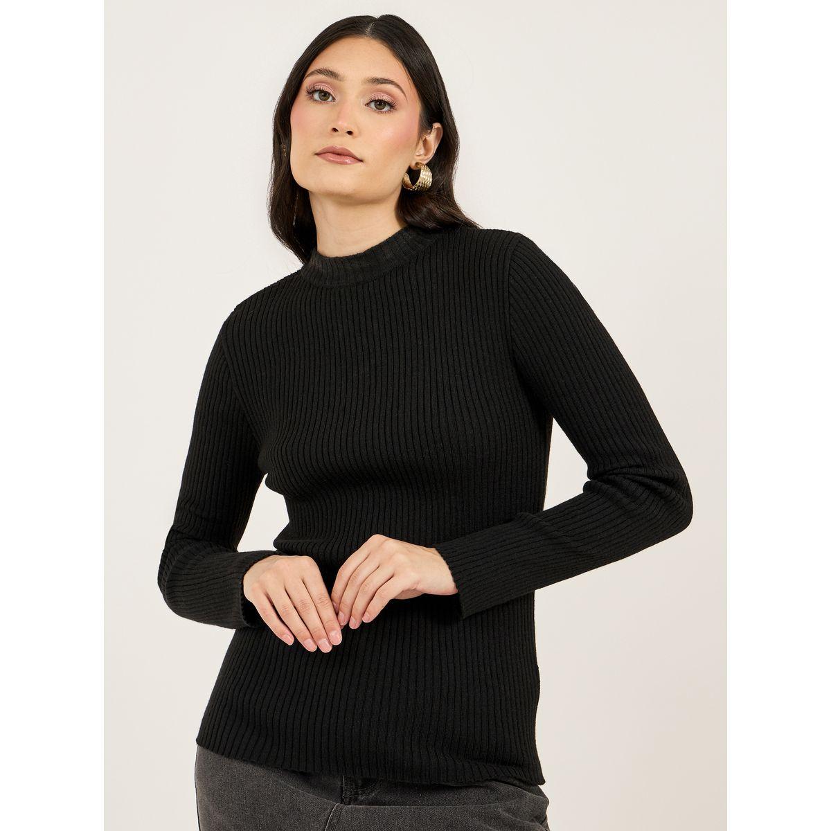 Styli Ribbed Fitted Regular Length High Neck Sweater-women-winterwear-cardigansandjumpers-jumpers-image-3