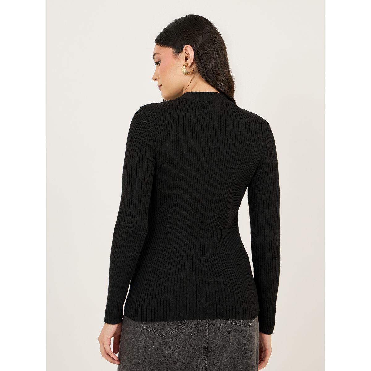 Styli Ribbed Fitted Regular Length High Neck Sweater-women-winterwear-cardigansandjumpers-jumpers-image-5