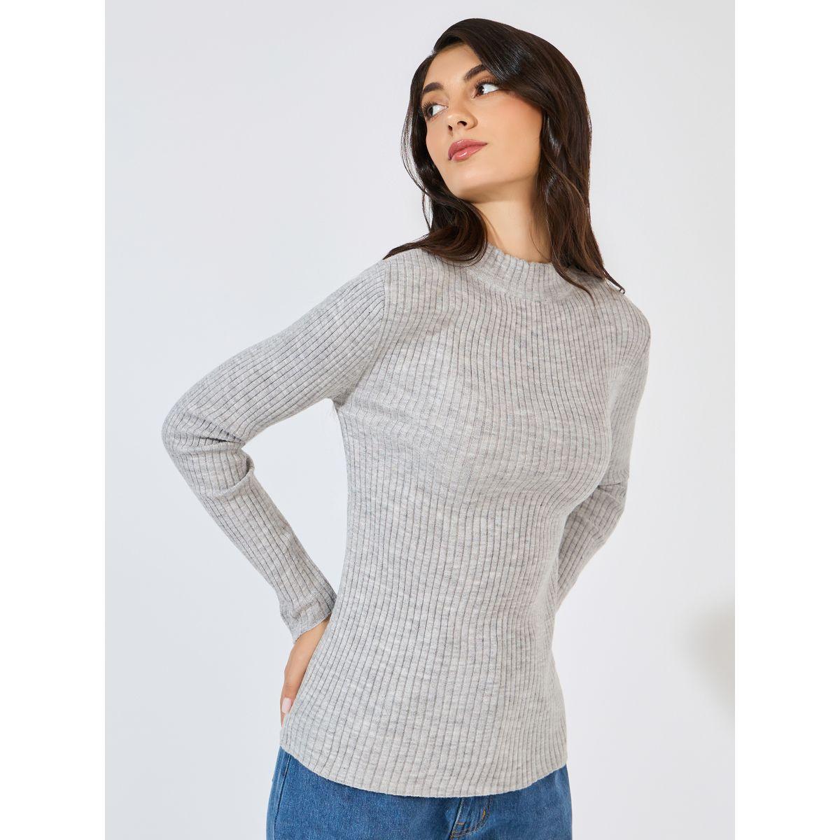 Styli Ribbed Fitted Regular Length High Neck Sweater-women-clothing-cardigansandjumpers-jumpers-image-1