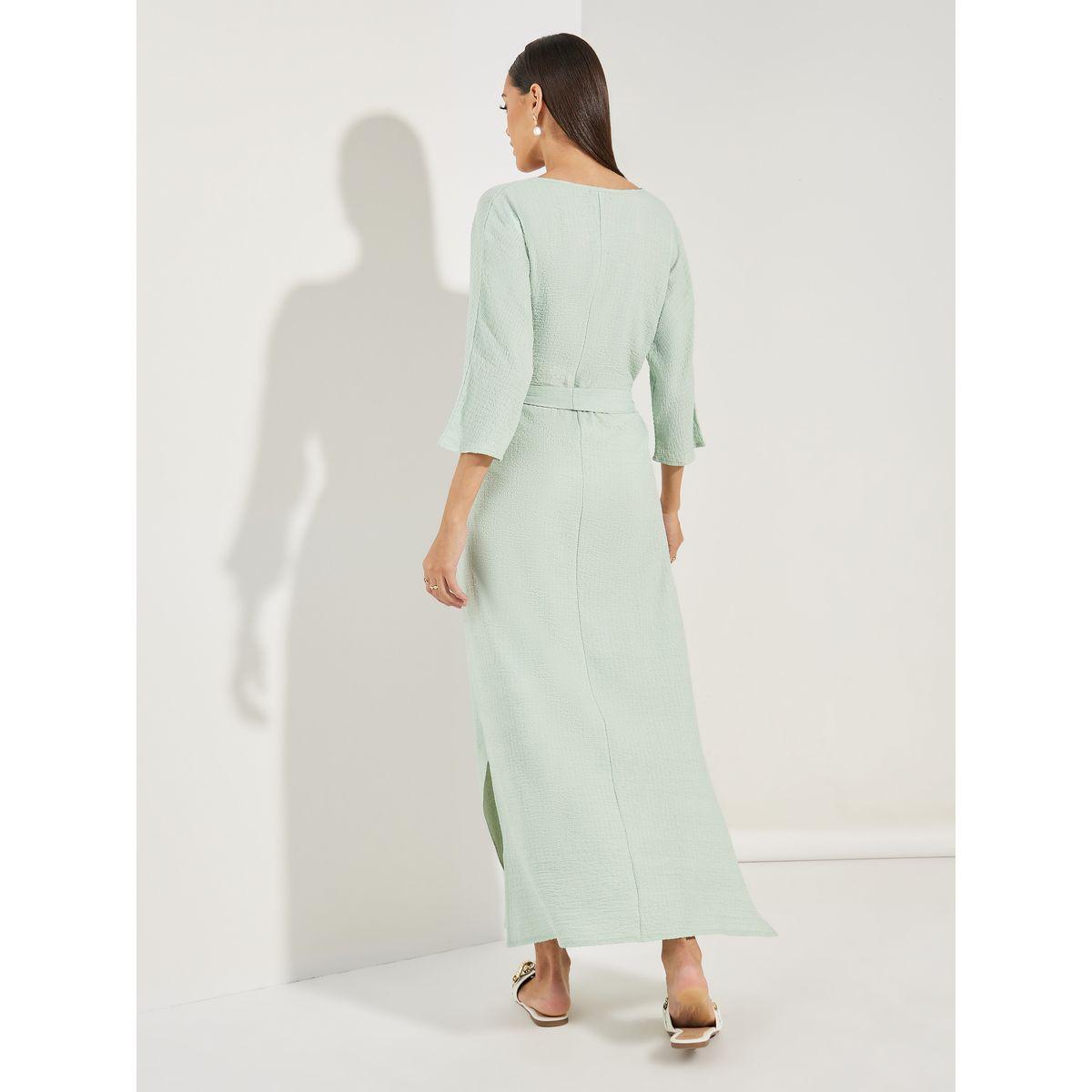 جلابية بتفاصيل بارزة الملمس مع شق جانبي-women-arabicclothing-jalabiyas-image-5